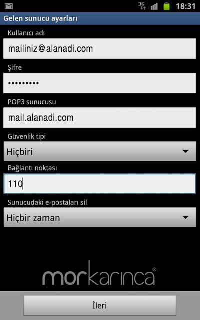 android mail ayarlar