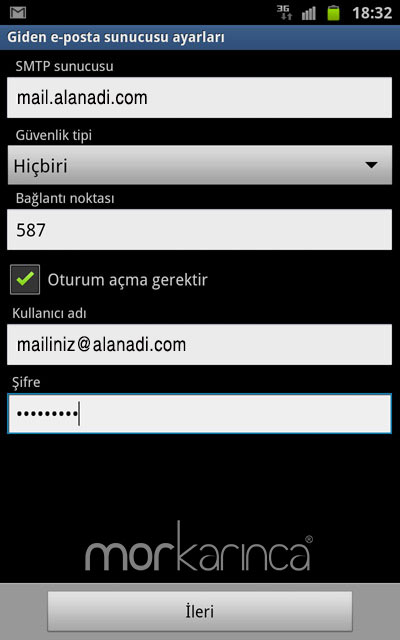 android mail ayarlar